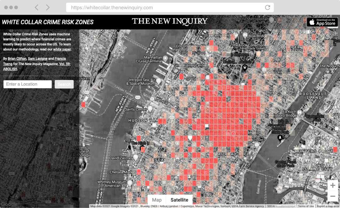 Screenshot of the White Collar Crime Zones project